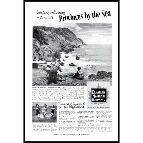 1953 Canadian National Railways CN Rail Vintage Print Ad New Brunswick Wall Art - Picture 1 of 1